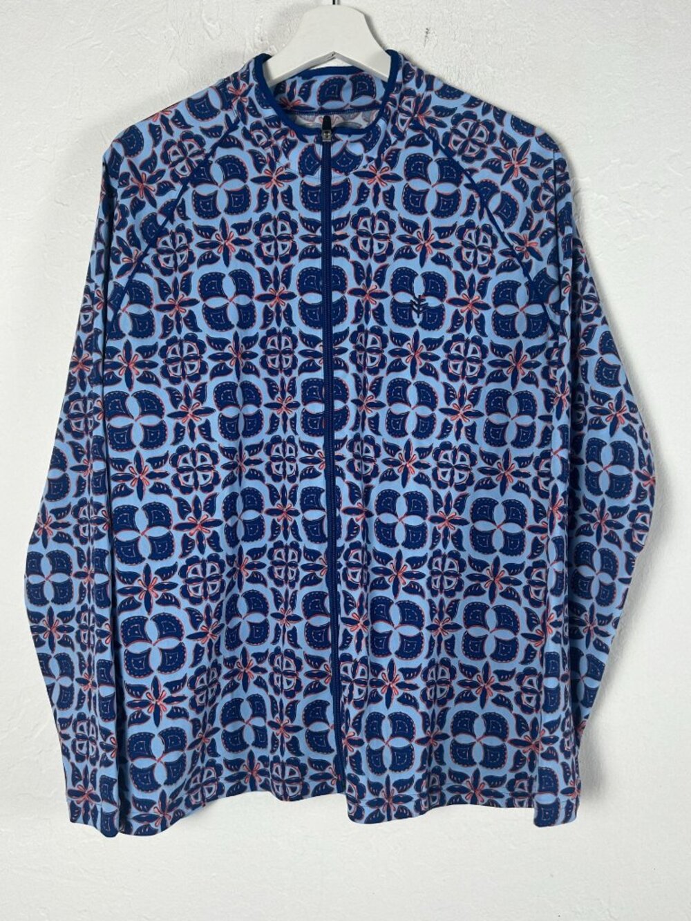 Coolibar Womens Long Sleeve Water Jacket XL Blue Floral UPF 50+ UV Lightweight